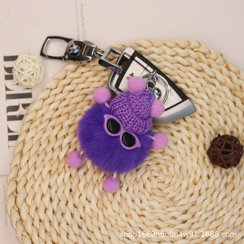 Cute Fuzzy Coal Ball Keychain - 10cm Plush Toy