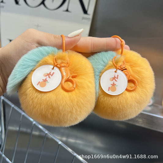 Cute Faux Fur Tangerine Keychain Plush Toy Gift"