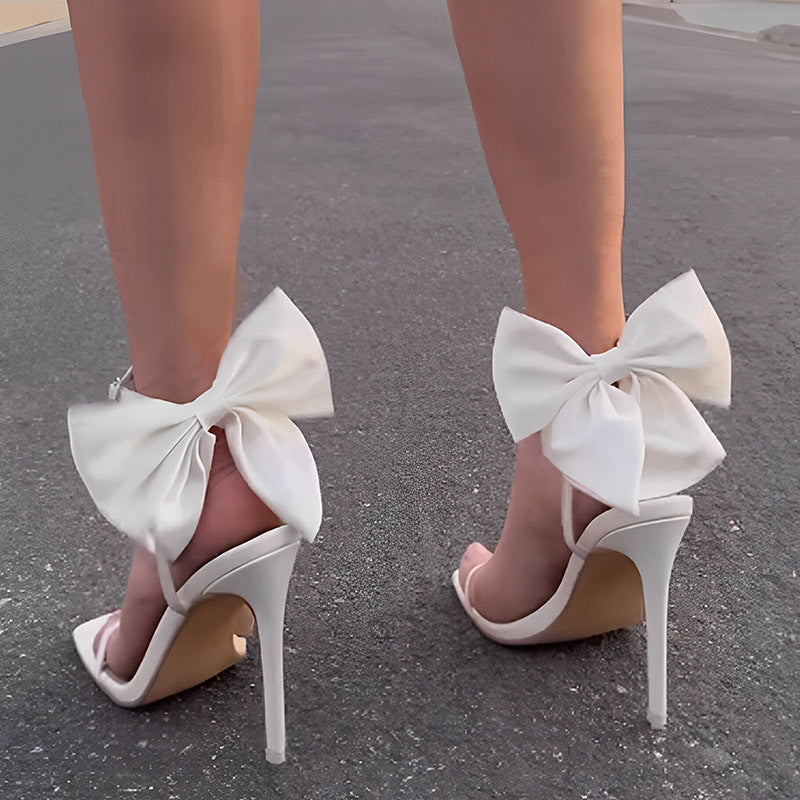 Chic Butterfly Bow Thin High Heel One-Strap Sandals-Homeunderwear