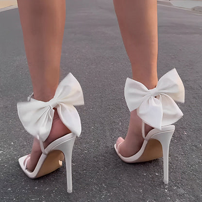 Chic Butterfly Bow Thin High Heel One-Strap Sandals