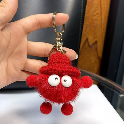 Cute Fuzzy Coal Ball Charm - Keychain & Bag Accessory