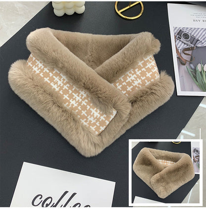 Double-Sided Real Rabbit Fur Scarf - Women's Winter Neck Warmer