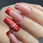 Christmas Mid-Stiletto Red French Snowflake and Stripe Press-On Nails