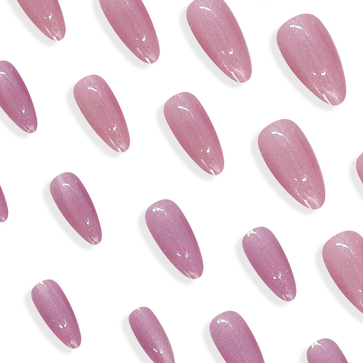 Pink Transparent Cat Eye Medium Almond Nail Tips