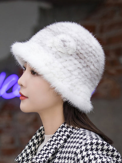 Winter Mink Fur Bucket Hat - Warm & Stylish