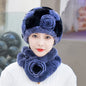 Winter Rex Rabbit Fur Ear Flap Hat & Scarf Set