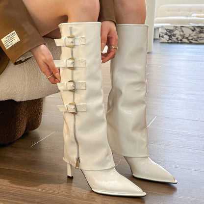 Chic Fall Collection Long Fashion Belt Buckle Boots