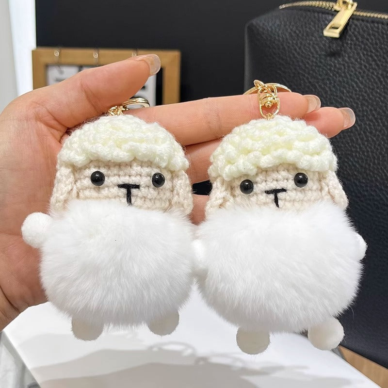 Cute Real Rabbit Fur Lamb Keychain - Backpack Accessory