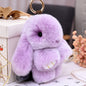 Cute Real Rabbit Fur Keychain - Sleeping Bunny Charm