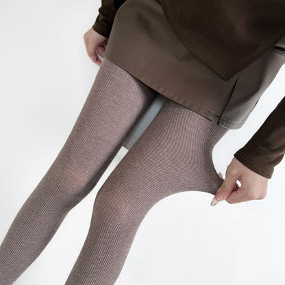 Spring and Autumn Small Bright Silk Slightly Flash Silver Silk Mixed Line Vertical Strip Leggings Pantyhose