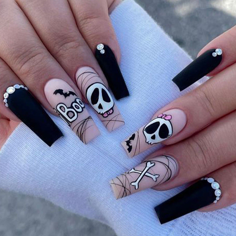 New FashionHalloween Bat and Ghost Face Nail Tips