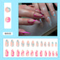 Euro Aurora Almond Nails Two-Tone Rose Red Lake Green Ins Style Fake Nails-homeunderwear