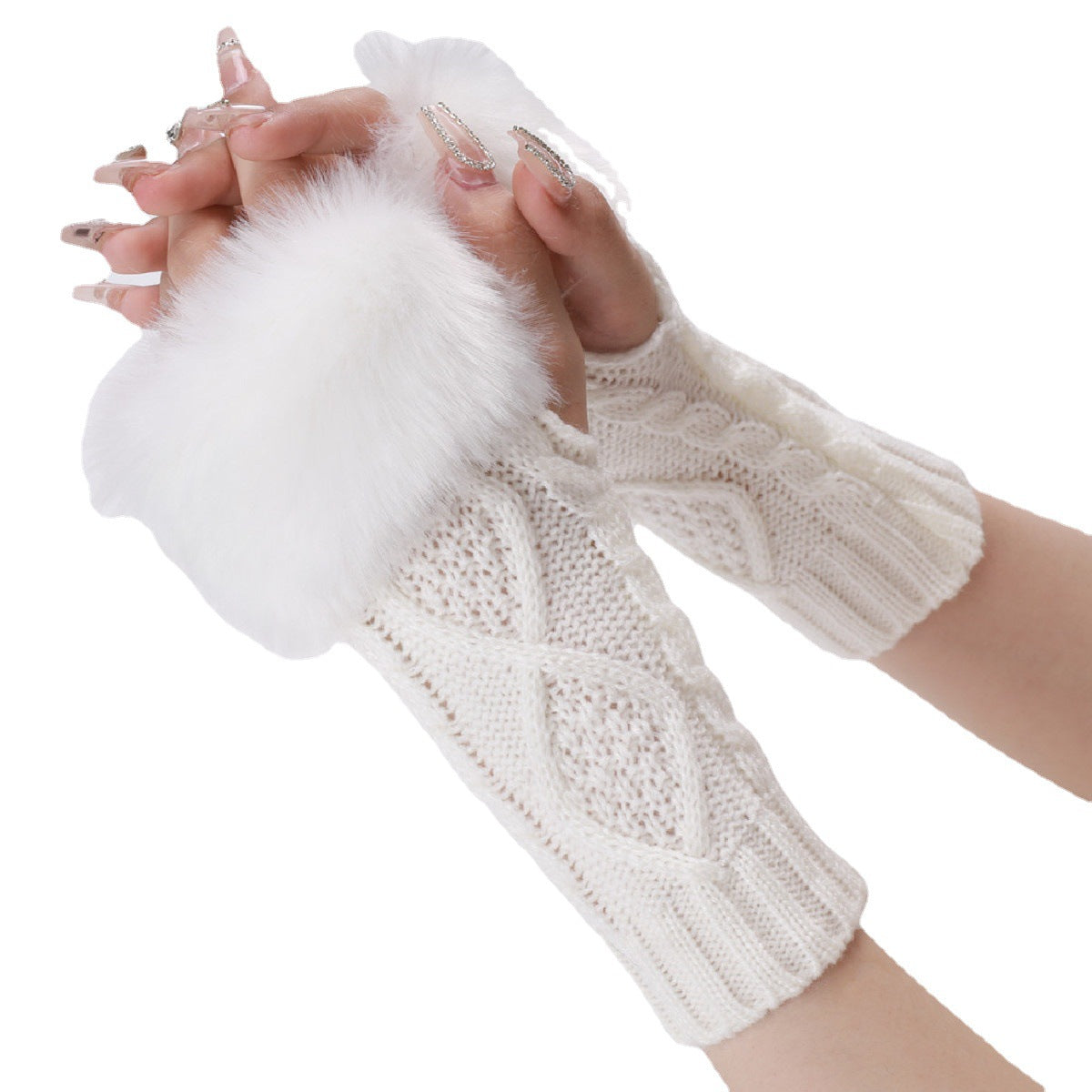 Short Woolen Knitted Gloves