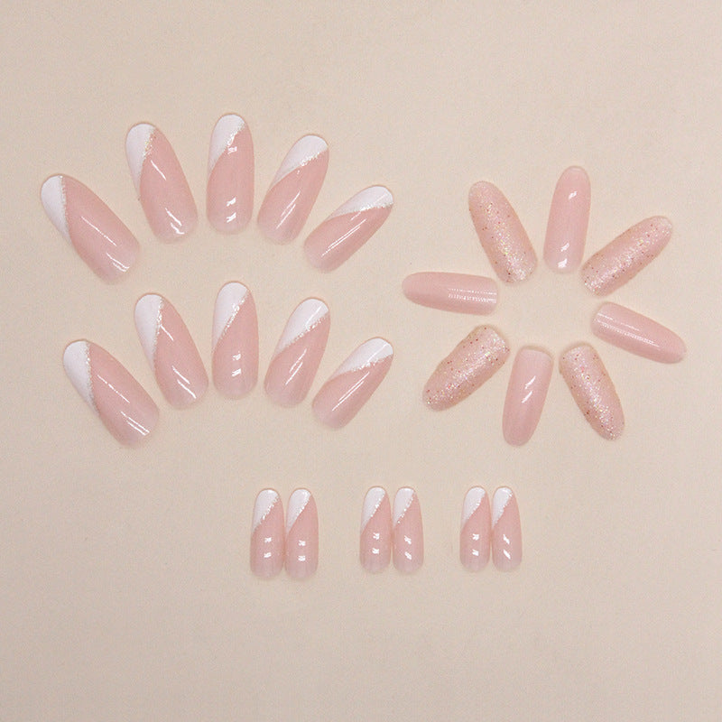 Oval Minimalist Slanted French Nails for Elegance