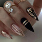 Luxe Dark Gold Almond-Shaped Nail Tips for Edgy Style