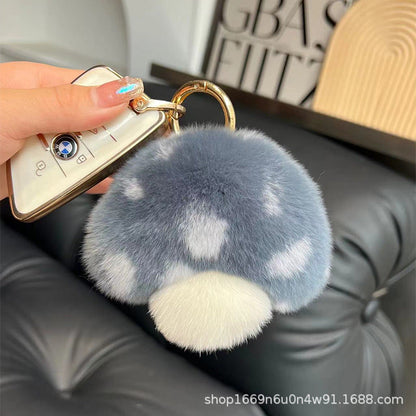 Cute Otter Fur Mushroom Keychain Plush Toy Gift