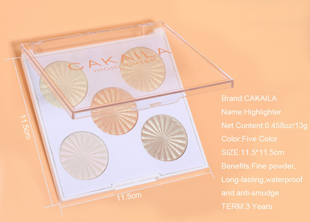 5-Color Baked Highlighter & Contour Palette-Homeunderwear