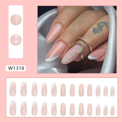 Oval Minimalist Slanted French Nails for Elegance