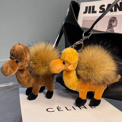 Cute Real Racoon Fur Camel Keychain - Bag Charm