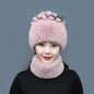 Winter Real Rabbit Fur Hat & Neck Warmer Set