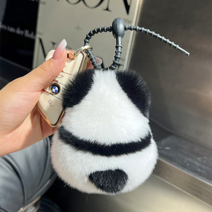 Cute Faux Fur Panda Keychain Plush Toy