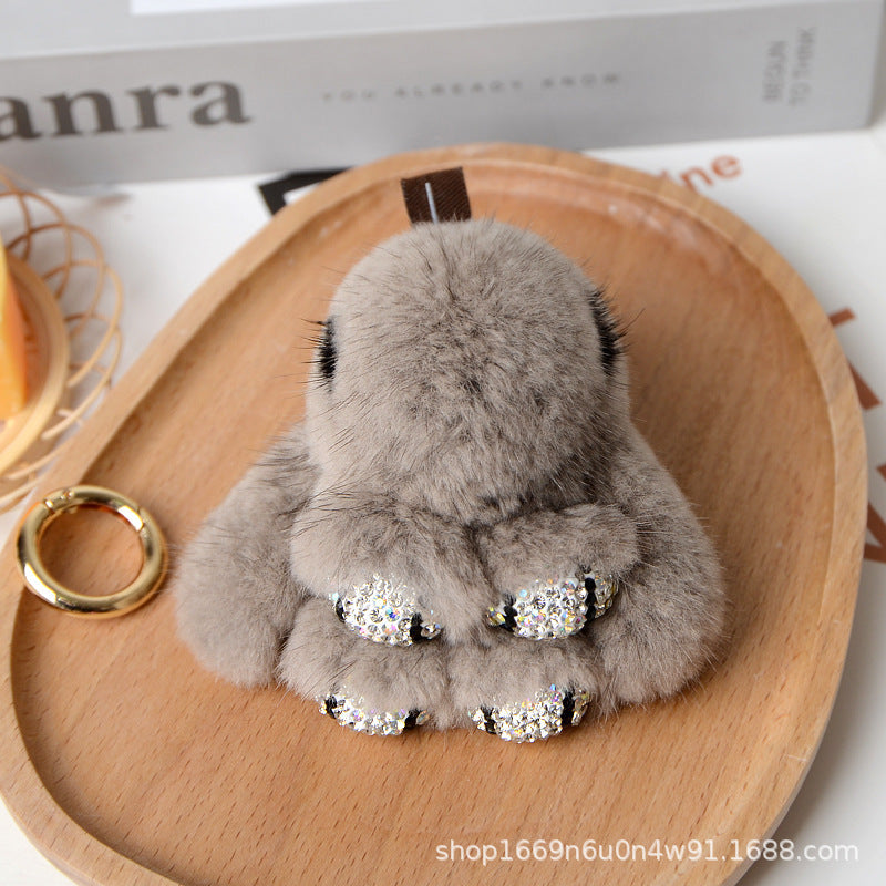 Cute Real Mink Bunny Keychain Plush Bag Charm