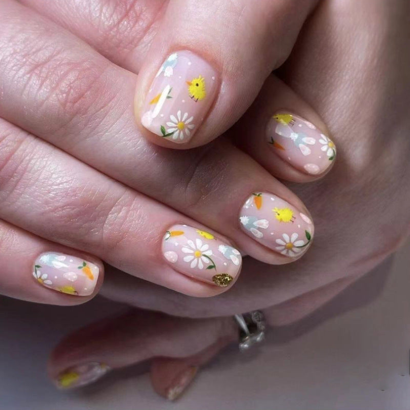 Easter Nail Decals with Colored Egg and Rabbit