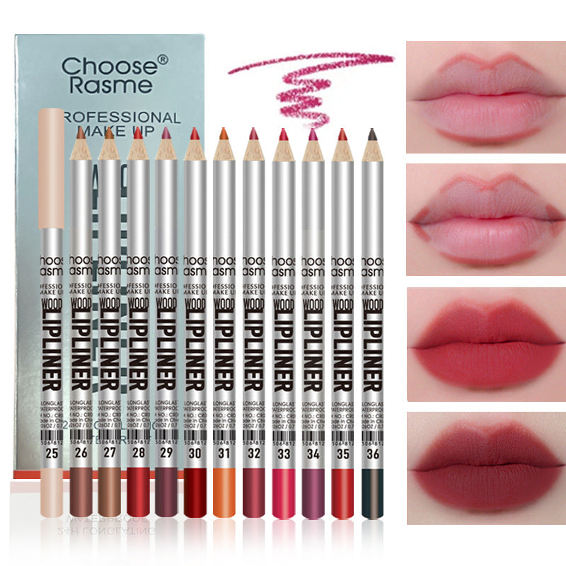 New Fashion12-Color Matte Lip Liner Set - Long-Lasting-homeunderwear