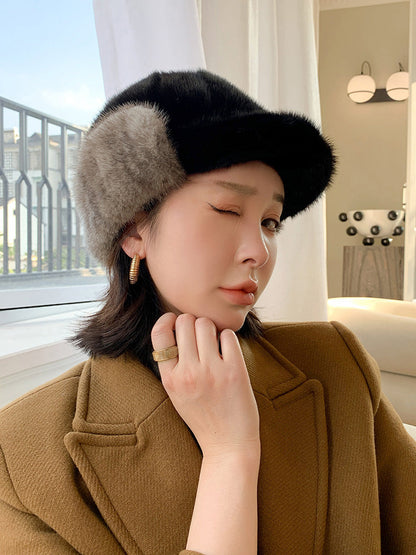 Warm Mink Fur Ear Flap Hat - Unisex Winter Accessory