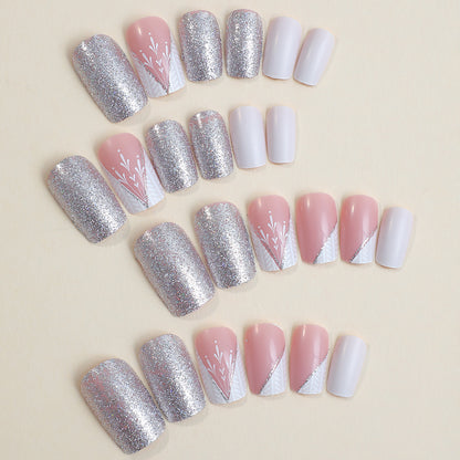 Winter New Ins Style Engraved Glitter Nails