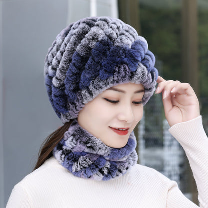 Warm Real Rabbit Fur Winter Hat for Seniors