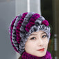 Winter Knit Real Rabbit Fur Hat - Warm & Stylish