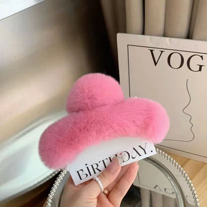 Luxury Real Rabbit Fur Hair Claw - Cute Ponytail Holder