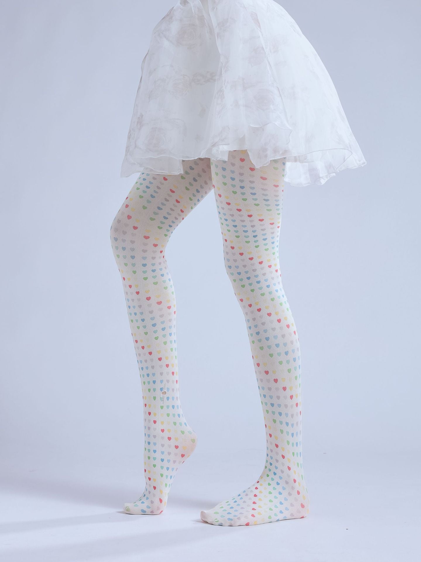 Two-dimensional Loli Outer Socks Colorful Peach Heart Personality Cos Pattern Leggings Printed Pantyhose