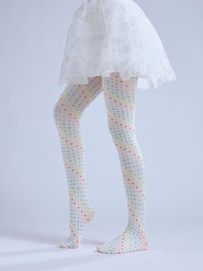 Two-dimensional Loli Outer Socks Colorful Peach Heart Personality Cos Pattern Leggings Printed Pantyhose