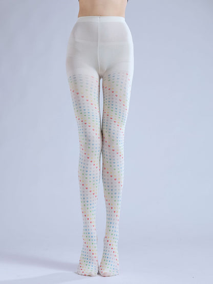 Two-dimensional Loli Outer Socks Colorful Peach Heart Personality Cos Pattern Leggings Printed Pantyhose