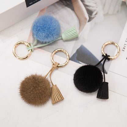 Mink Fur Mini Pom Pom Keychain & Bag Charm