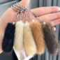 Cute Mini Real Mink Fur Tail Keychain Car Accessory