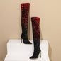 Gradient Sequin Side Zip Over-the-Knee Boots-Homeunderwear