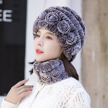 Stylish Real Rabbit Fur Ear Flap Hat - Warm Winter Accessory