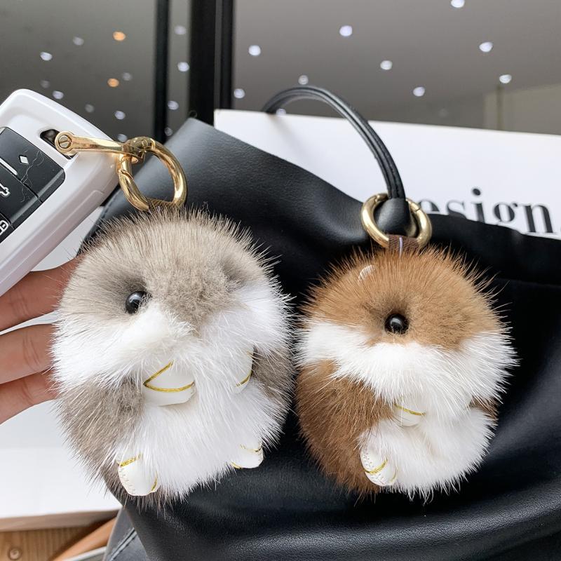 Mink Fur Cute Little Mouse Plush Doll Key Chain Accessory