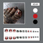 Summer Chinese Style Black Red Text Matte Toe Nails