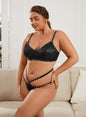 Plus Size Leather Diamond 3-Point Bra Set