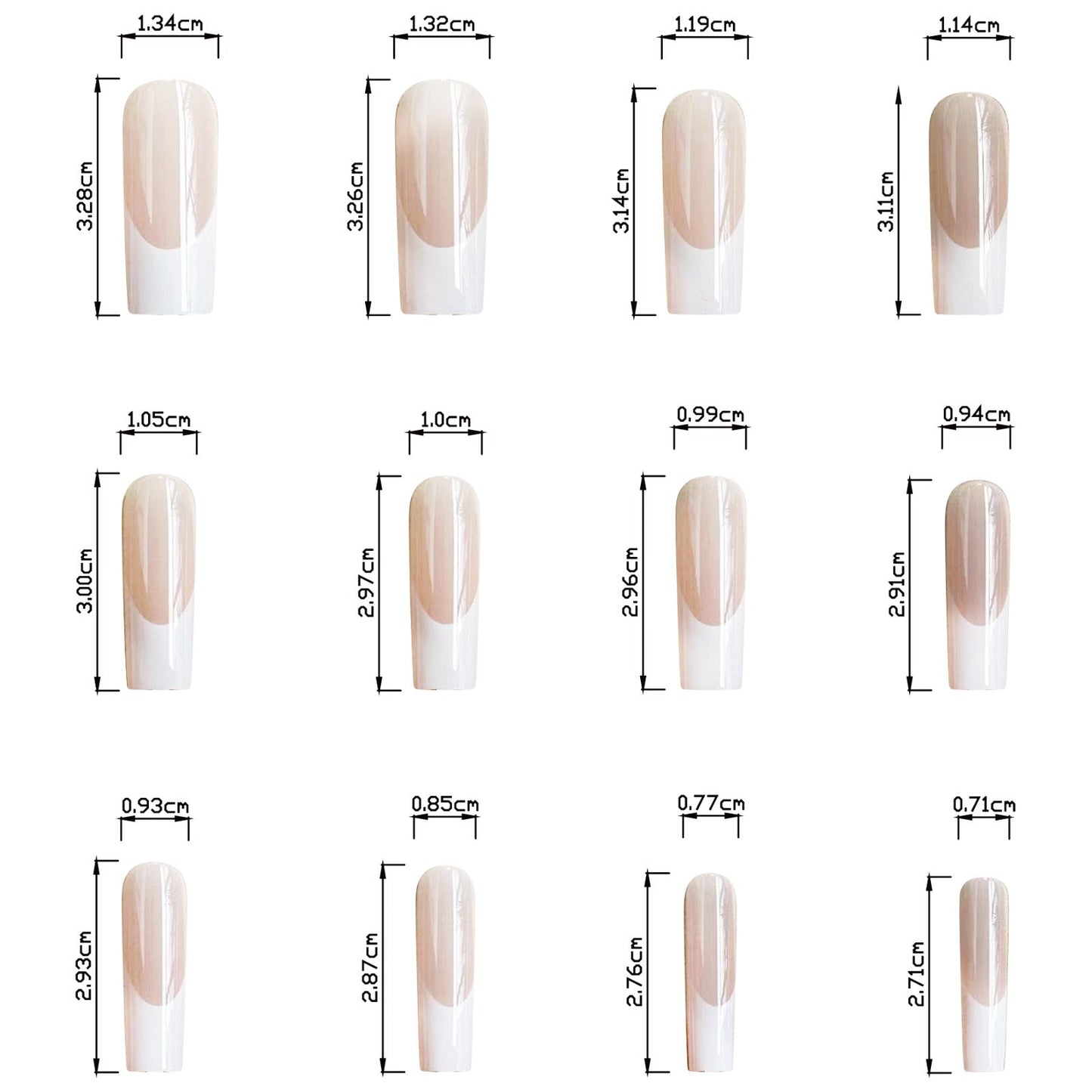 White Edge French Long Thin Ins-Style Nails