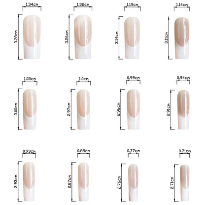 White Edge French Long Thin Ins-Style Nails