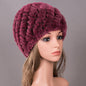 Real Rabbit Fur Knit Winter Hat - Warm Earmuffs Included"