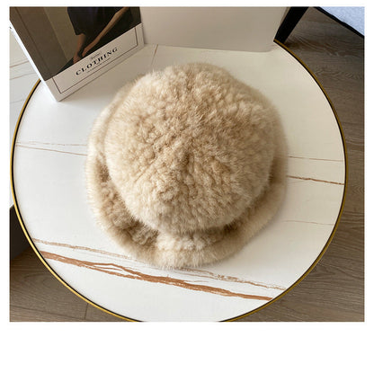 Elegant Ruffled Mink Fur Beret Hat