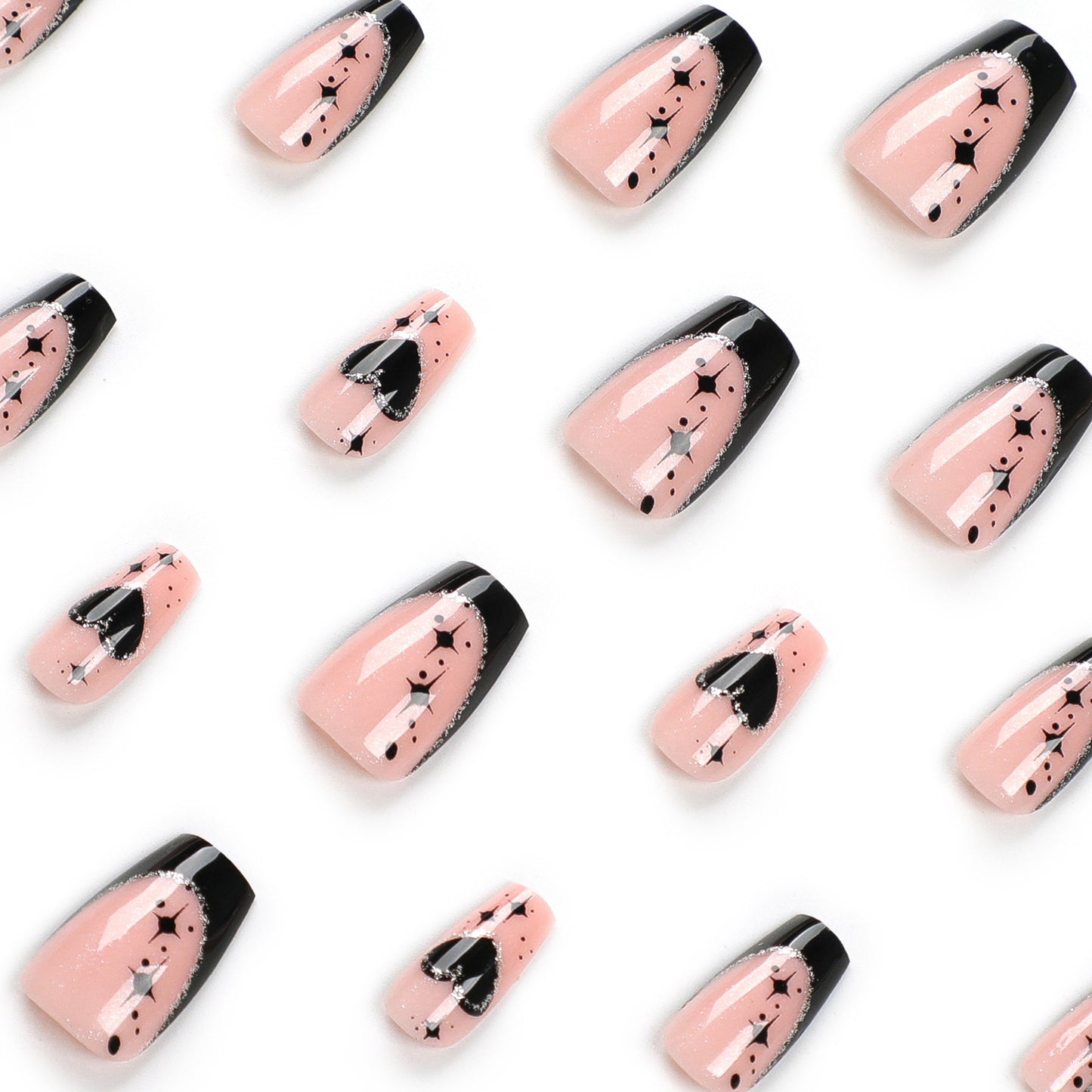 Starry French Ballet Nail Tips for Glamour