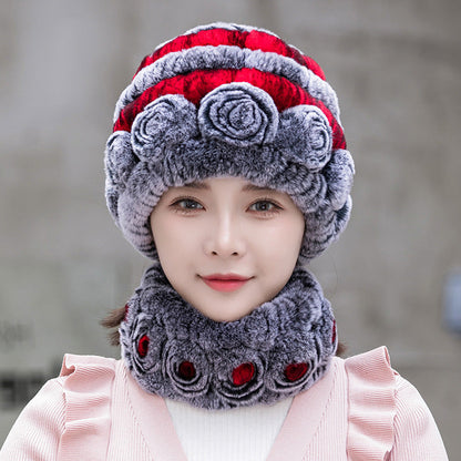 Stylish Real Rabbit Fur Ear Flap Hat - Warm Winter Accessory