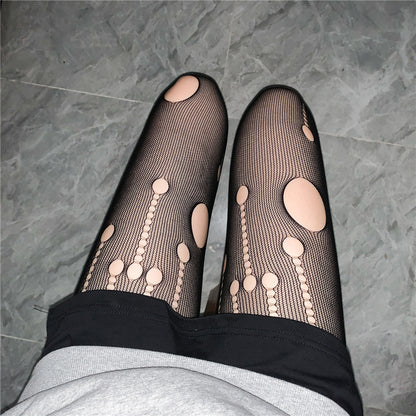 Sexy Hollow Meteor Ripped Mesh Socks Jacquard Pantyhose